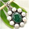 Image 1 : 7.80g Pendant of Emerald & Pearl Sterling Silver