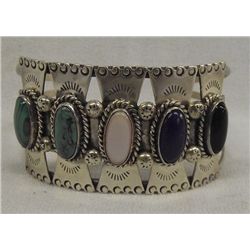 Zuni Sterling Multi Stone Bracelet