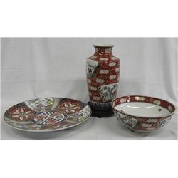 Three Imari Style Porcelain Pieces