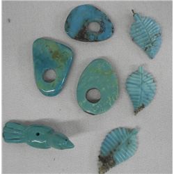 Eight Carved Turquoise Beads
