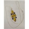 Image 2 : Sterling Baltic Amber Lapis Necklace