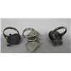 Image 2 : Three Rings, 2 Navajo, 1 Tigua, Silver & Turquoise