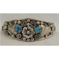 1970s Navajo Sterling Turquoise Bracelet