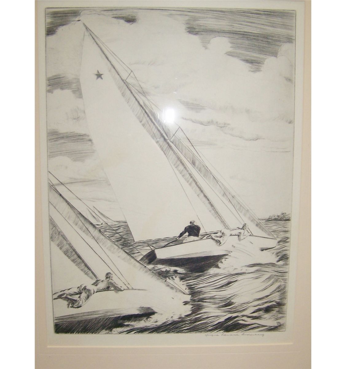 Y E SODERBERG STAR CLASS ORIGINAL HAND SIGNED ETCHING FRAMED 14