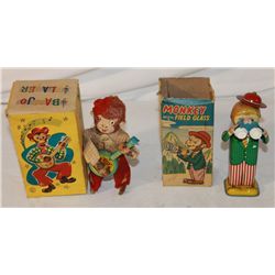 2 Wind-up Monkey Toys
