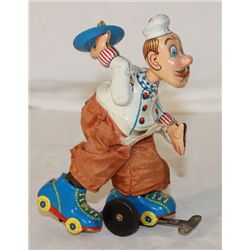 TPS Japan Rollerskating Waiter Wind-up Tin Toy