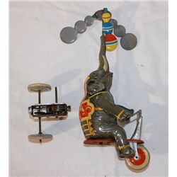 Tin Wind-up Elephant Cyclist