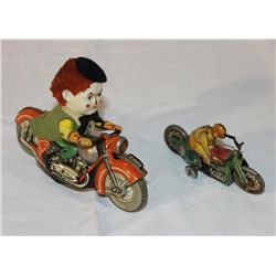 2 Tin Motorcycles w/ Riders Toys