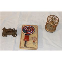 Birdcage Music Box & 2 Toys