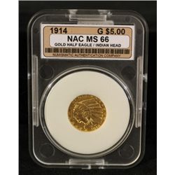 Rare High Grade 1914 $5 Indian Gold Coin