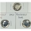 Image 1 : 3 PROOF ROOSEVELT DIMES (56,57,59) PF 63+