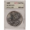 Image 1 : 1889 MORGAN SILVER DOLLAR, ACG MS-64