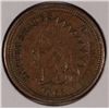 Image 1 : 1862 INDIAN HEAD CENT XF/ AU. ESTIMATE $50- $60.