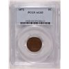 Image 1 : 1872 INDIAN HEAD CENT PCGS AG-3. ESTIMATE $50- $60.