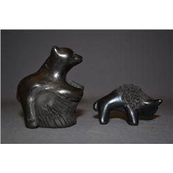 TWO SANTA CLARA POTTERY ANIMALS