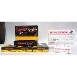 2 boxes of 20 cartridges of Winchester 5.56mm and 5 boxes of 20 PMC Centerfire.