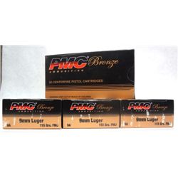 200 rounds (50 per box) Centerfire Pistol Cartridges. 9 mm Luger.
