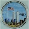 Image 1 : 2001 AMERICAN SILVER EAGLE "IN MEMORY SEPT. 11 2001" PAINTED  SCENE, GOD BLESS