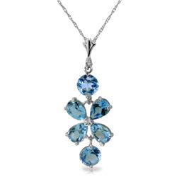 14k WG 2.15ct PEAR & 1.00ct ROUND Blue Topaz Necklace