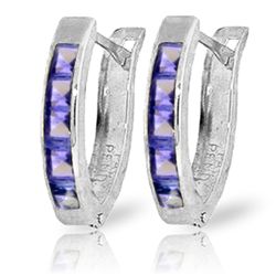 14K White Gold .95ct Princess Tanzanite Huggie Earring