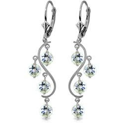 4.50ct ROUND Aquamarine Chandelier Earring in 14k WG