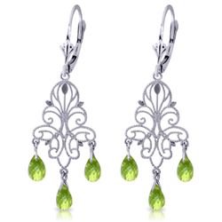 14K WG 3.75ct BRIOLETTE PERIDOT CHANDELIER EARRING