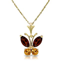 14K YG 0.40ct GARNET & 0.20ct CITRINE NECKLACE