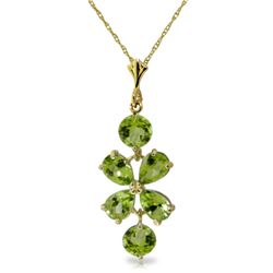 14k YG 2.15ct & 1.00ct Peridot Flower Necklace
