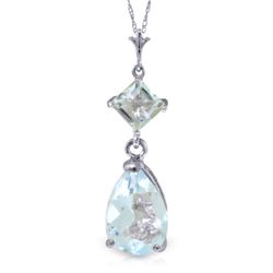 14k WG 1.50ct & 0.50ct Aquamarine Drop Necklace