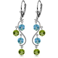 14k WG 2.47ct Blue Topaz & Peridot Chandelier Earring
