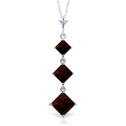 14K W. GOLD 1.15ct SQAURE SHAPE GARNET NECKLACE