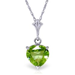 14k White Gold 1.15ct Heart Peridot Necklace