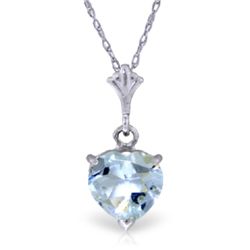 14k Gold 1.15ct Heart Aquamarine Necklace