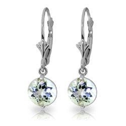 14k WG 3.10ct Round Aquamarine Dangle Earrings
