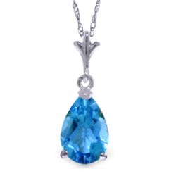 1.50ct Drop Blue Topaz Necklace in 14k White Gold