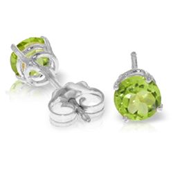 14k WHITE GOLD 0.95ct Peridot Stud Earrings