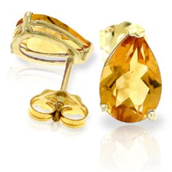 14k YELLOW GOLD 3.15ct Citrine Teardrop Stud Earrings