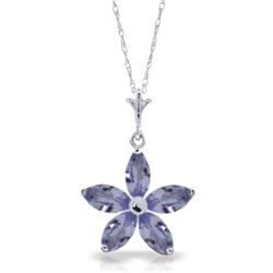 14k WG 1.40ct MARQUIS Tanzanite Flower Necklace