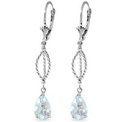 14k White Gold 3.0ct Aquamarine Leverback Earrings