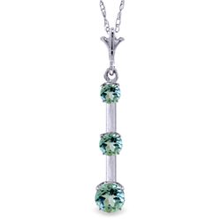 14k White Gold Blue Topaz Graduated Necklace