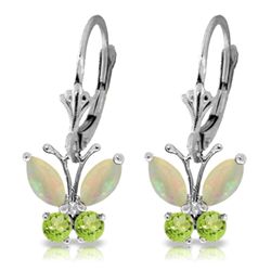 14k WG 1.00ct Opal and .39ct Peridot Butterfly Earrings