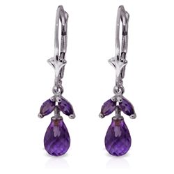 14K W. GOLD 3.00ct AMETHYST LEVERBACK EARRING