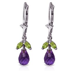 14k WG 3.00ct Amethyst & .40ct Peridot Petite Earrings