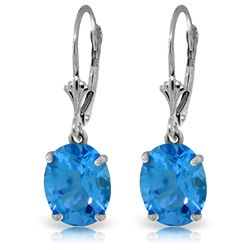 6.25ct Blue Topaz Oval Dangle Earrings in 14k WG