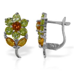 14k Solid Gold Citrine & Peridot Flower Earrings