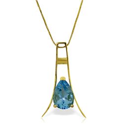 14K YELLOW GOLD 1.50ct BLUE TOPAZ NECKLACE