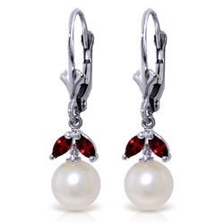 14k Solid Gold 0.40ct Garnet & Pearl Earrings
