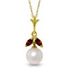 Image 1 : 14k Solid Gold 0.20ct Garnet & Pearl Necklace