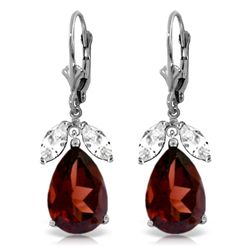 14k Solid Gold 12.0ct Garnet & White Topaz Earrings