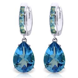 14K White Gold 12.0ct & 1.2ct Blue Topaz Huggie Earring